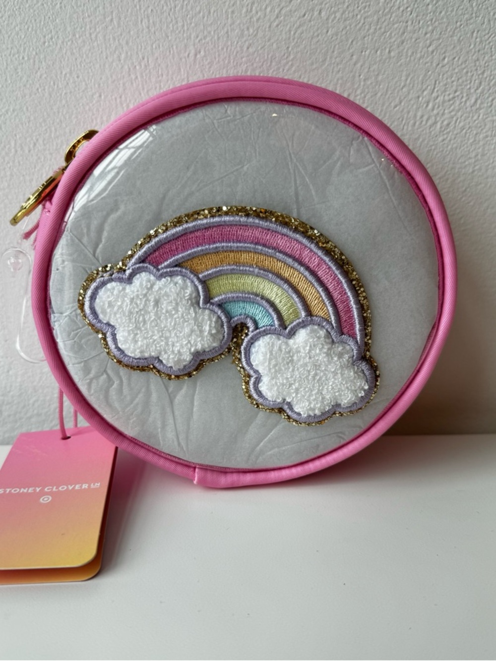NWT- Stoney Clover Lane X Target Pink Rainbow Cloud Round Accessory Pouch - Picture 3 of 10